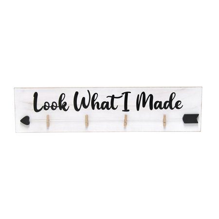 ELEGANT DESIGNS Hanging 4 Photo Frame with Clips Hearted Arrow and Look What I Made in Black Text, White Wash HG2038-WBM